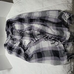 Aldo Black and White Fringed Scarf Wrap